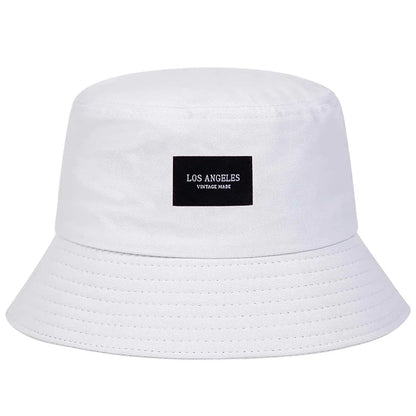 Unisex LOS ANGELES Letter Sticker Bucket Hats Fishermen Caps Outdoor Casual Cap Sunscreen Hat