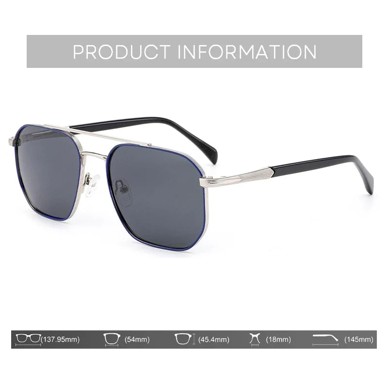 Fashion Myopia Polarized Prescription Sunglasses Men Trend Metal Uv400 Protection Pilot Corrective Sun Glasses RTM-2102