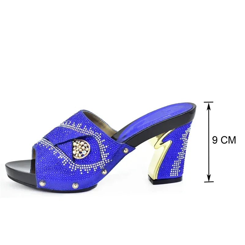 Italian Matching Shoes and Bag Set Decorated with Rhinestone African Shoes and Bag Set for Wedding High Quality Shoes Bag