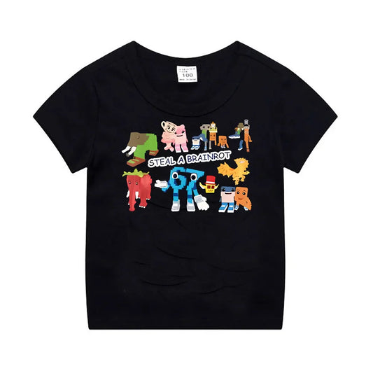 Steal A BrainRot Shirt Funny Gamer Meme for Boys T-Shirt 67 Six Seven Funny Italian Brainrot Kids Gaming Y2k Saying Tee