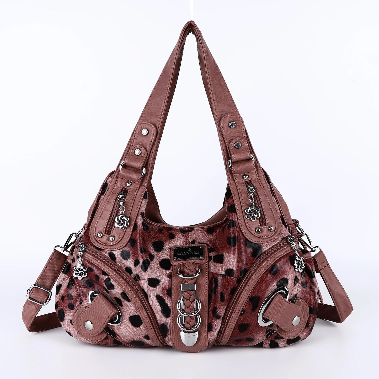 Vintage Women Handbags Fashion Leopard Shoulder Bag Top-handle Handbag Satchel Dumpling Shoulder Bag Tote Hobos Large Purse