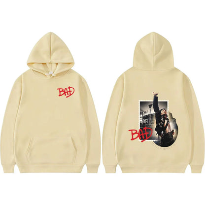 King of Pop Michael Jackson Bad Tour Pullovers Men Women Retro 80s Harajuku Fashion Hoodies High Quality Casual Cozy Sweatshirts