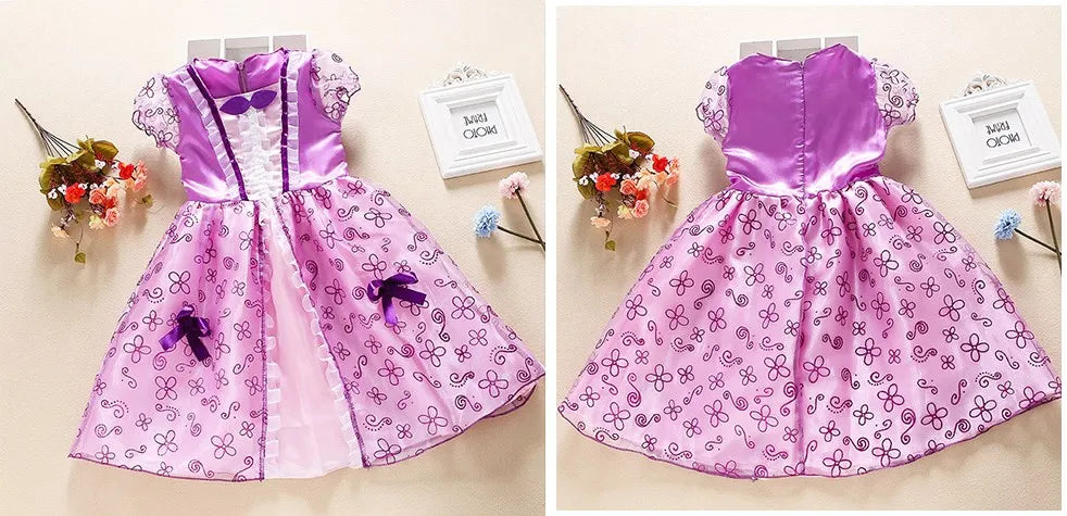 Children Princess Costume Party Fancy Flower Vestido New 2024 Christmas Birthday Carnival Dress Up Rapunzel Belle Disguise Frock