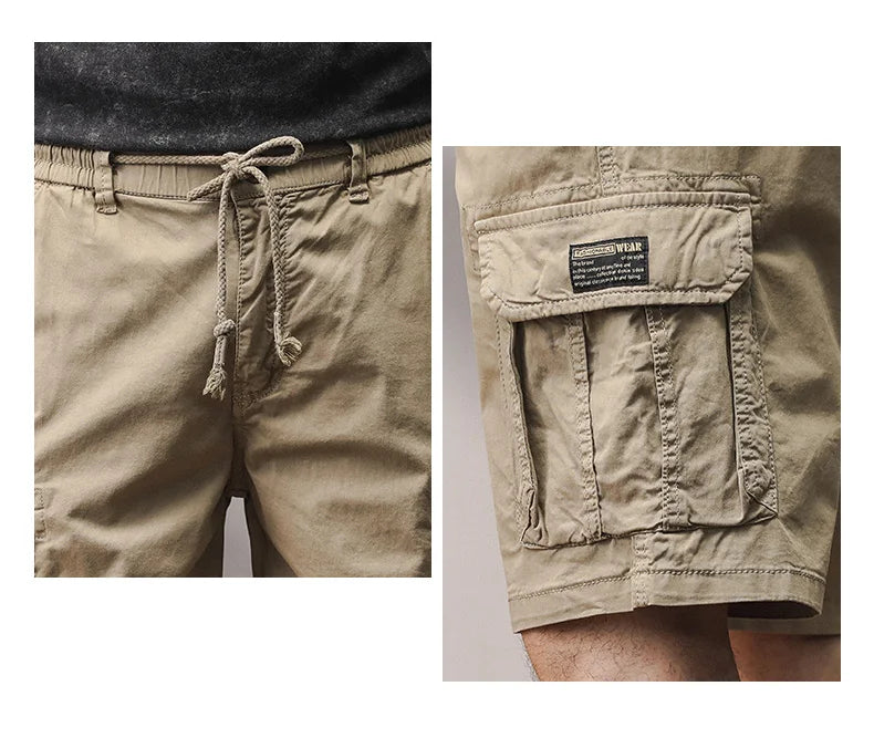 Men Summer New Multi Pocket Cargo Shorts Men Cotton Loose Breathable Fashion Trend Casual Versatile Five Points Pants Men Shorts
