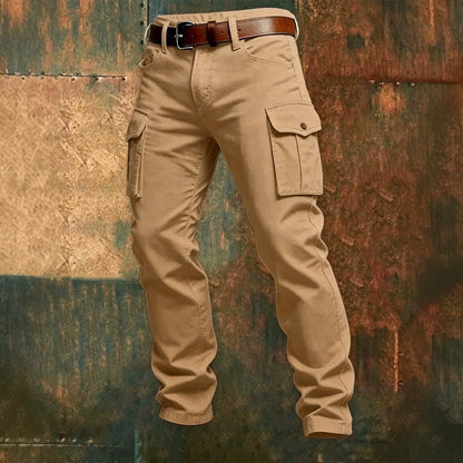 2026 New Large Pocket Loose Overalls Men's Outdoor Sports Jogging Tactical Pants Elastic Waist Pure Cotton Casual Work Pants