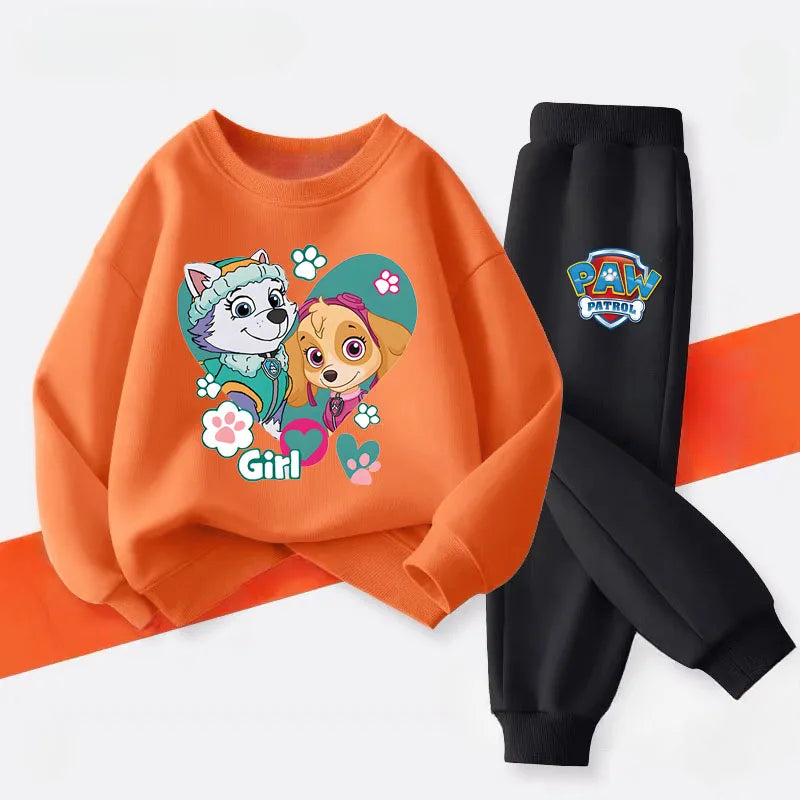 Boys and Girls Casual Hoodies Sets Cartoon Printed Children's Pullover Long Pant Two Piece Suit Kids Sweatsuit