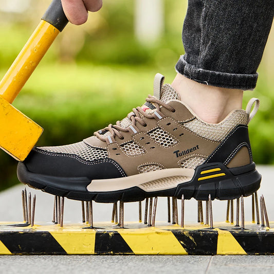 Men's safety shoes, anti smashing and anti stabbing work shoes, lightweight and breathable safety boots, tactical boots