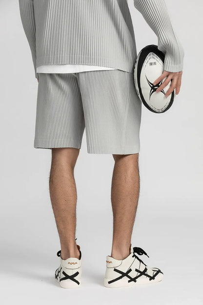 Pleated Shorts For Men Five-point Pants Baggy Casual Sports Shorts Japanese Pleated pants