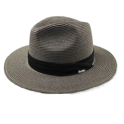 Unisex Panama Straw Hat Wide Brim Summer Beach Sun Protection Fedora Style - Sizes 55-57/58-60/61-64cm (Large/Plus)"