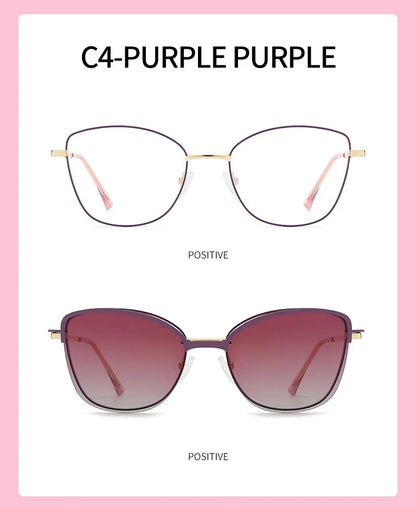 New Fashion Cat Eye Polarized Sunglasses Magnetic Clip-On Myopia Optical Glasses Customizable Prescription 7015