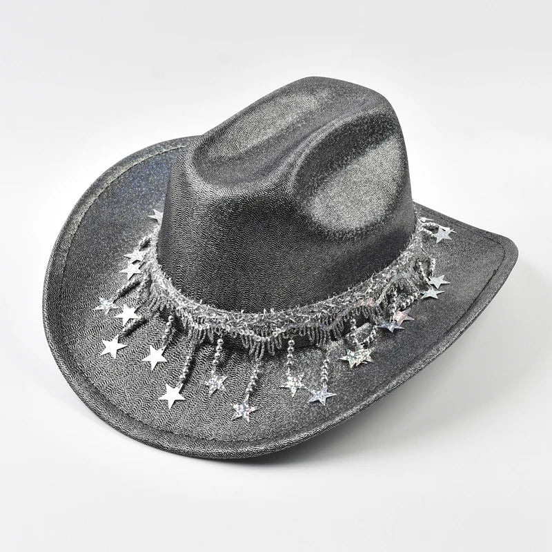 Women Sequin Fedora Hat With Rhinestone Ribbons Fashion Festival Party Wedding Dress Hats Cowgirl Jazz Cap