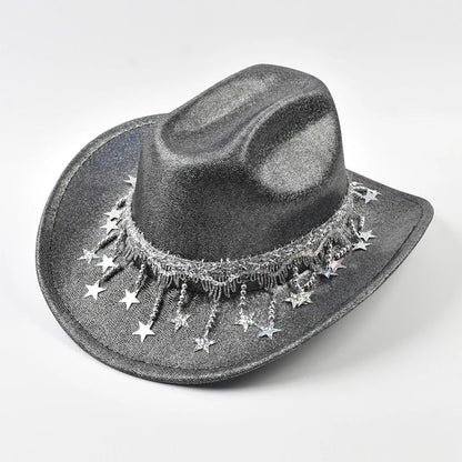 Women Sequin Fedora Hat With Rhinestone Ribbons Fashion Festival Party Wedding Dress Hats Cowgirl Jazz Cap
