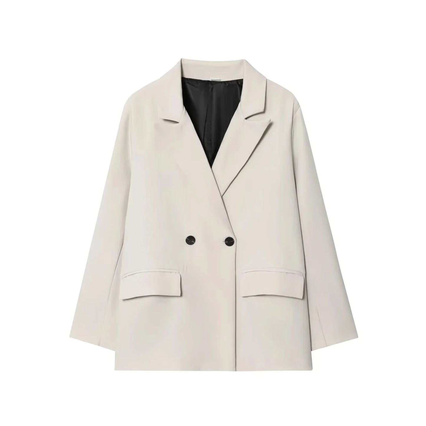 Fall Elegant Lady Commute Blazer Lapel Double-breasted Blazer Coat 2025 Spring Autumn Fashion Minimalist Office Women Blazer