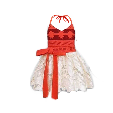 2026 Baby Girls Moana Halter Dress Role Playing Princess Dress Summer Clothing Hawaii Toddler Vaiana Cute Mini Sundress 1-6Y