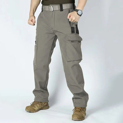 Men's Tactical Work Fleece Pant Multi-Pocket Waterproof SoftShell Trousers Winter Outdoor Wear-Resistant Thick Warm Camping Pant