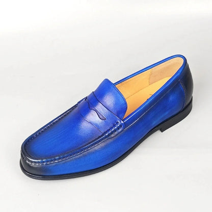 Luxury Men Penny Loafers Genuine Leather Slip On Black Casual Business Dress Shoes Mens Wedding Party Office Fashion Shoes