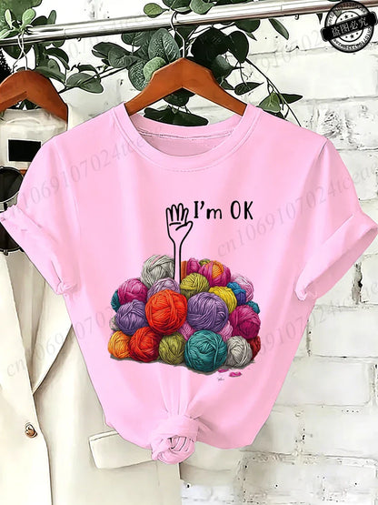 I'm OK Graphic Women's Tee Shirts Unisex Casual O Neck Short Sleeve T-Shirts Fashion Streetwear Men Women Daily T Shirt Tops