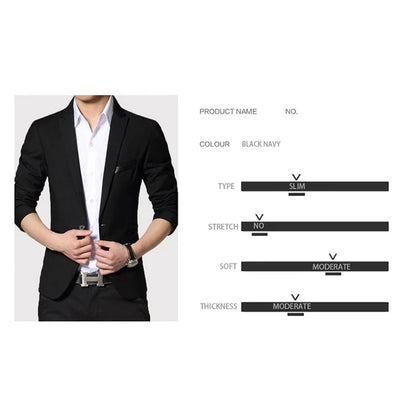 Spring Autumn Blazer Men Suit Cardigan Blazer One Button Casual Plus Size Easy Care Dress Jacket Men
