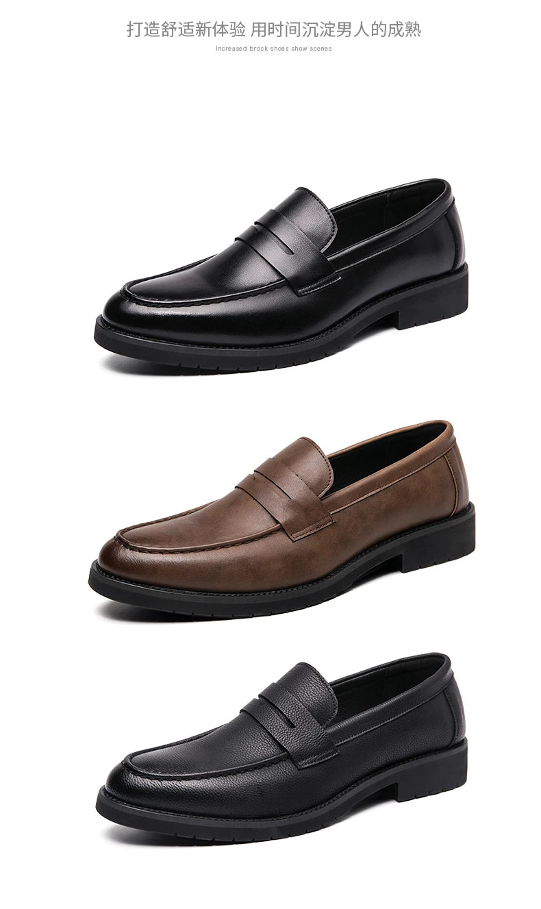 High Quality Casual Business Shoes Men Leather Loafers Classic Men's Dress Shoes Formal Office Leather Brogues Shoes Male