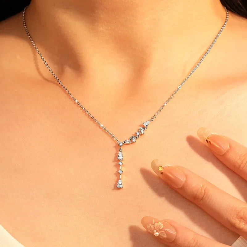 Marquise/Round/Rectangular Cut Moissanite Pendant Necklace For Women Three Stone Irregular Moissanite Diamond Necklace