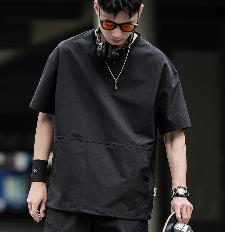 Men's Summer Thin Short Sleeve T-Shirt Ice Silk Quick Dry Large Size round Neck Sport Loose Casual Workwear Breathable Sweat ...