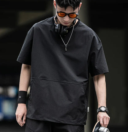 Men's Summer Thin Short Sleeve T-Shirt Ice Silk Quick Dry Large Size round Neck Sport Loose Casual Workwear Breathable Sweat ...