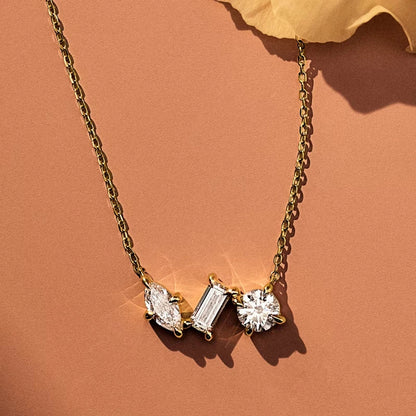 Marquise/Round/Rectangular Cut Moissanite Pendant Necklace For Women Three Stone Irregular Moissanite Diamond Necklace