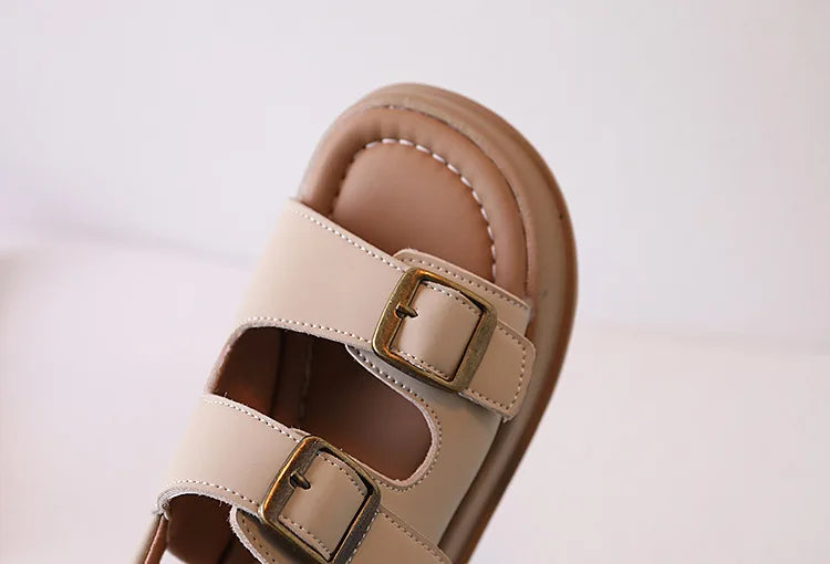 Classic Brown Boys Sandals Summer Sea Holiday Shoes Slides Slingback Soft Bottom Beige Girls Sandal Platform Sandals Kids H03243