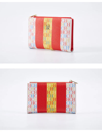 Women's Wallet CHCH Fashion Letter Cartoon Pattern Classic Retro Long Storage Wallet PVC Material Bag