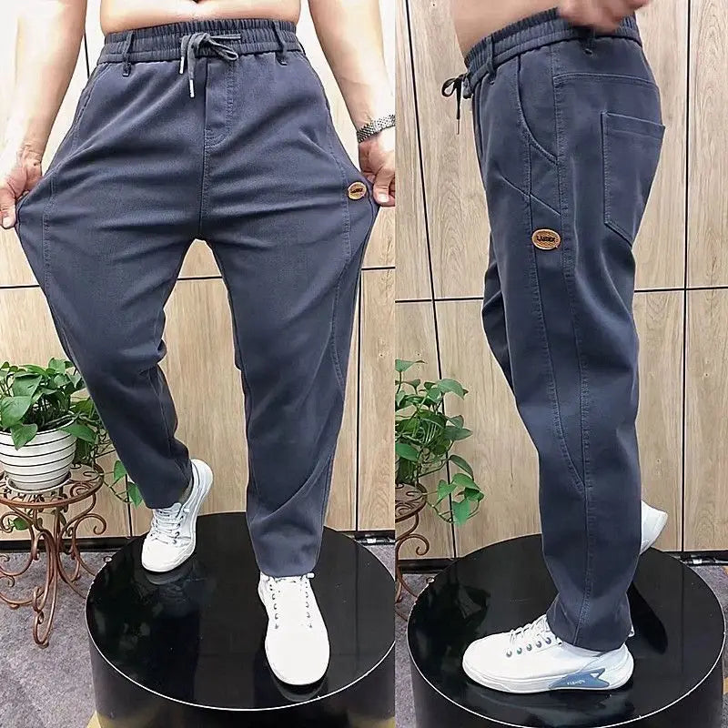 Autumn Pants Men's Jeans Men's Trousers Loose Versatile Autumn Winter High-waist Middle-aged Stretch Harem Pants