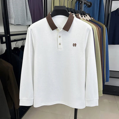 Design Brand Men's Polo Shirt Lapel Exquisite Embroid Long Sleeve Autumn New Breathable T-Shirt Business Leisure Trend Men'swear