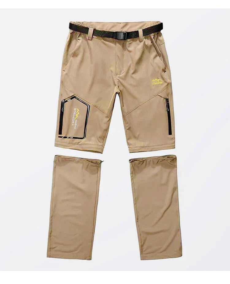 Men Summer UV-Proof Thin Pants SoftShell Outdoor Waterproof Camping Trekking Hiking Fishing Cycling Climbing Detachable Trousers