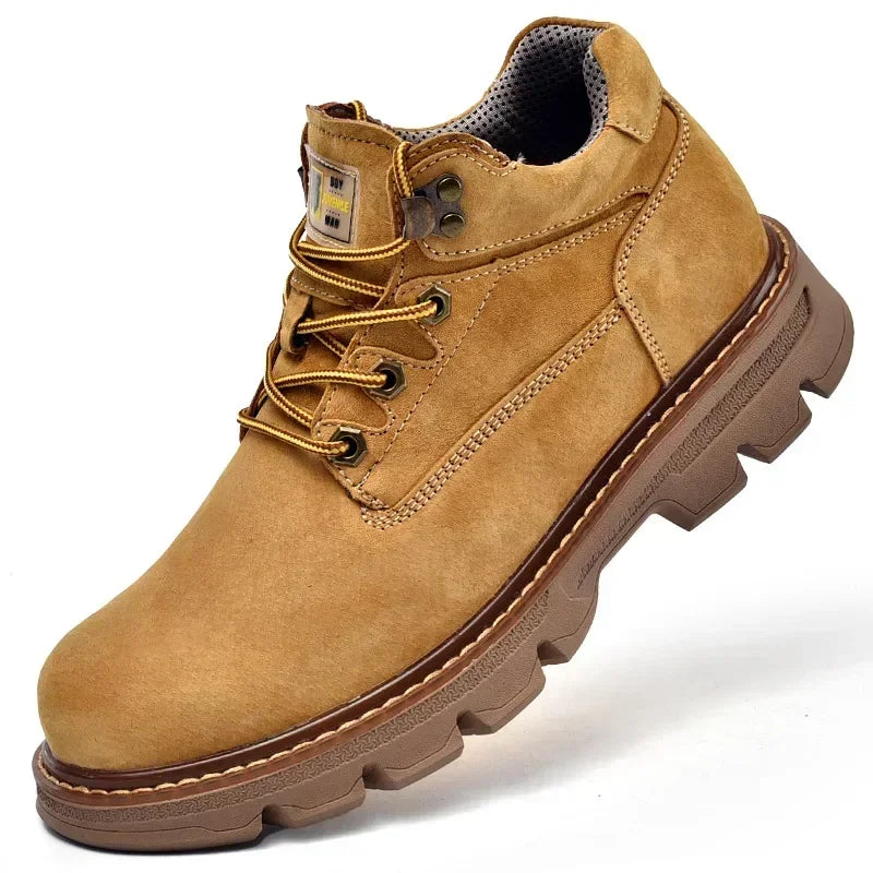 Men Genuine Leather Boots Men's English Style Thick Bottomed Work Clothes Shoes Winter Outdoor Mid Top Men's Boots