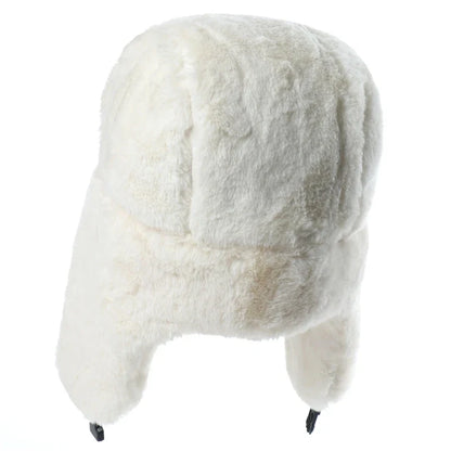 Winter Women Soviet Badge Bomber Hat Warm Faux Rabbit Fur Pilot Ushanka Windproof Thermal Earflap Hats For Men Ski Caps
