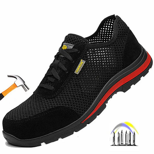 summer work shoes with protection security shoes men breathable safety shoes lightweight work shoes with steel toe work sneakers