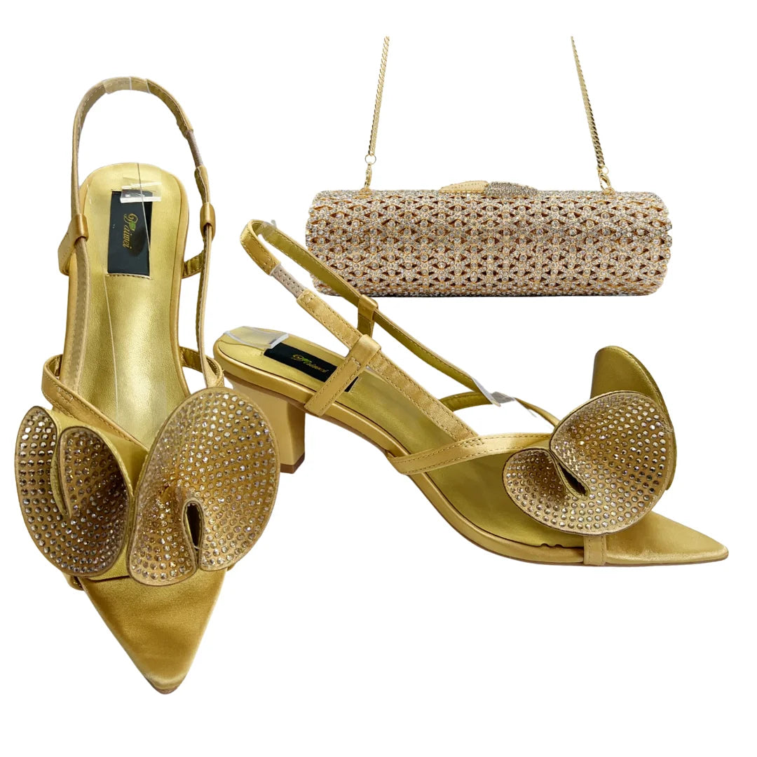Italian Designer Evening Shoes With Clutch Bag Set for African Wedding and Bridal Occasions Lace Embroidered Beads Women's Shoes