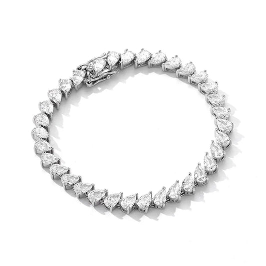 Bracelet de tennis en moissanite poire 4x6mm en argent sterling 925 plaqué or blanc 18 carats avec certificat GRA, bracelet fin pour femmes et hommes
