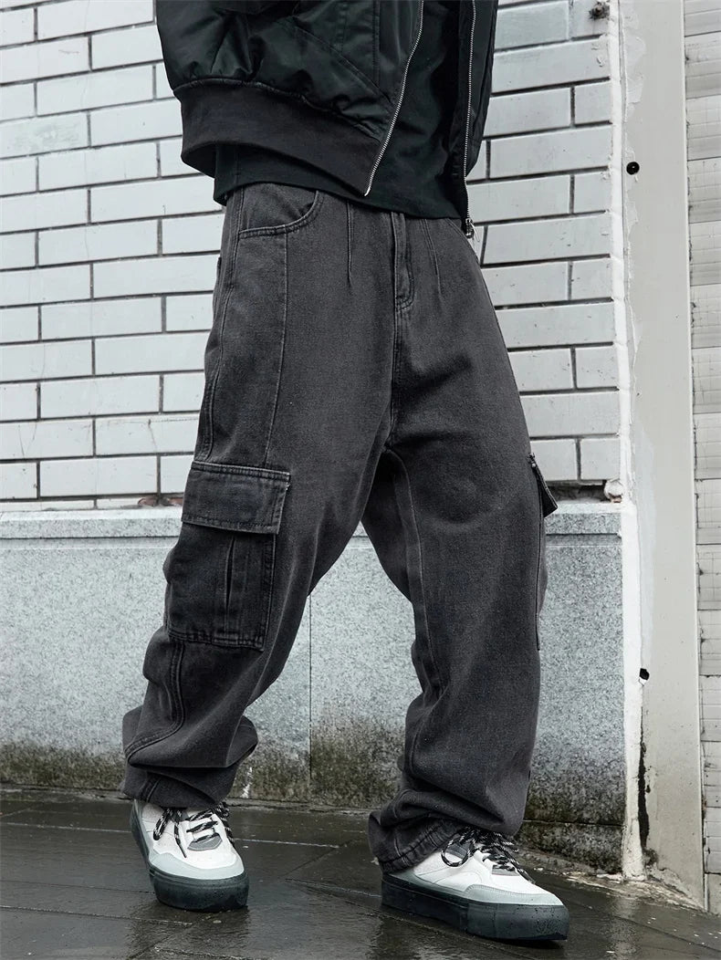 Y2k New Baggy Jeans Male Hip Hop Harajuku Trousers Wide Leg Denim Pants Men's Jeans Streetwear Korean Oversize Cargo Pants