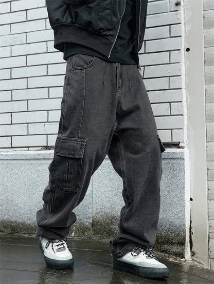 Y2k New Baggy Jeans Male Hip Hop Harajuku Trousers Wide Leg Denim Pants Men's Jeans Streetwear Korean Oversize Cargo Pants