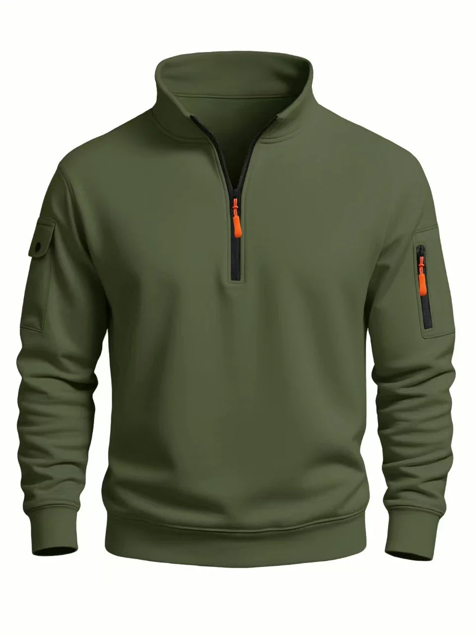 2025 autumn and winter new men's T-shirt sweatshirt casual sports casual long sleeved high neck half zipper windproof top