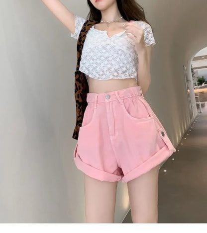 Y2K High Waist A-Line Loose Wide Leg Plus Size Shorts Women's Summer Denim Skirt Shorts Micro Trendy Slimming Hot Pants