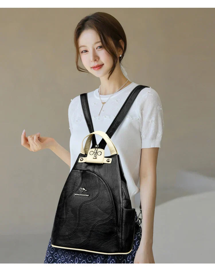 Women Leather Backpacks Zipper Female Chest Bag Travel Back Pack Ladies Bagpack Mochilas School Bags for Teenage Girls Sac A Dos