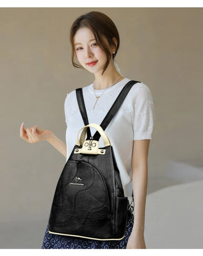 Women Leather Backpacks Zipper Female Chest Bag Travel Back Pack Ladies Bagpack Mochilas School Bags for Teenage Girls Sac A Dos