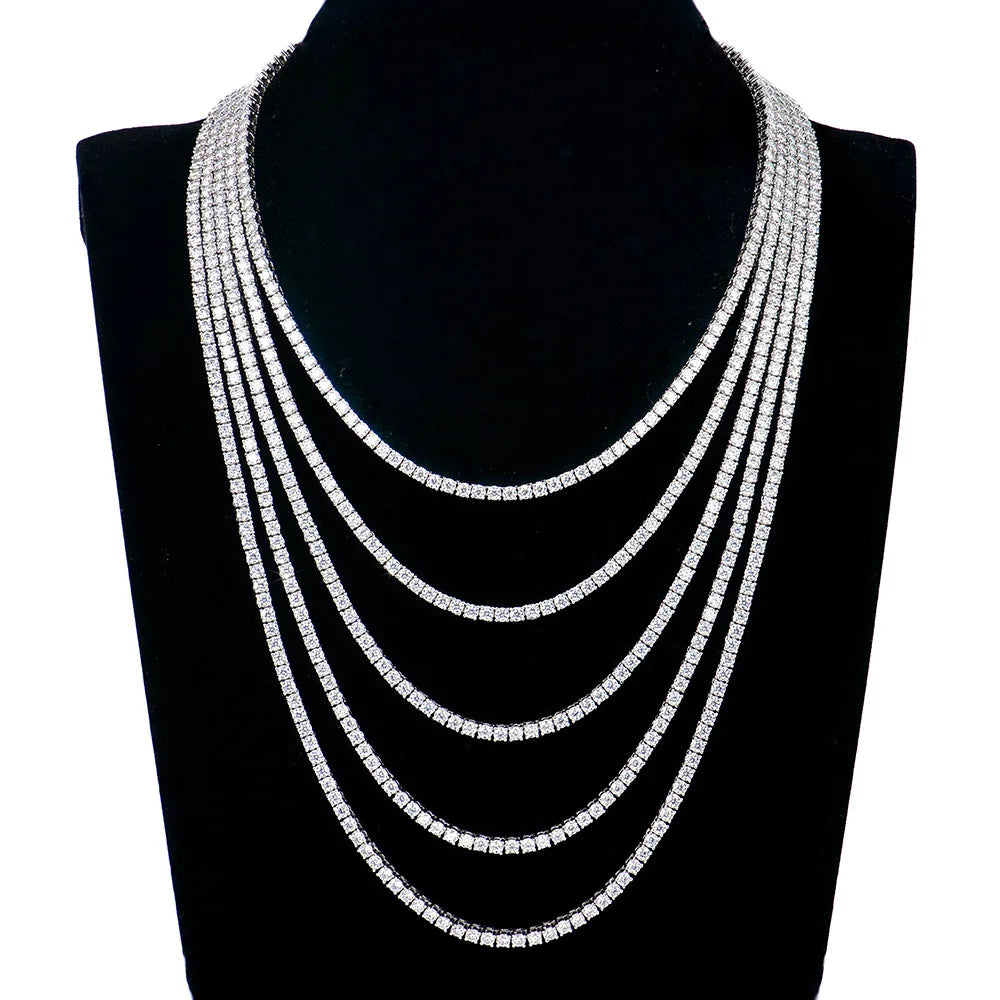 Certified GRA Moissanite Tennis Necklace 3/4/5/6mm Solid 925 Sterling Silver Diamond Tennis Necklaces for Women Man