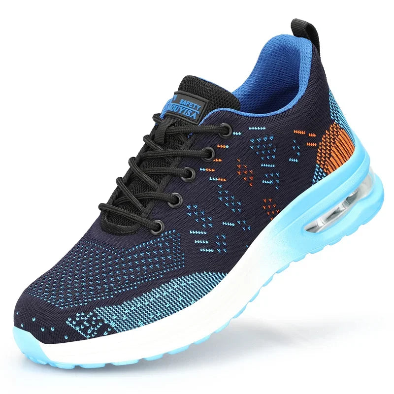 Breathable Men Work Safety Shoes Steel Toe Cap Air Cushion Working Boots Construction Indestructible Work Sneakers Men Shoes