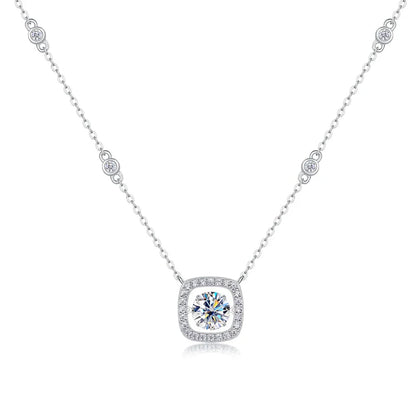 1CT GRA Certified Moissanite Necklace for Women Lab Created Diamond 925 Silver Pendants 18k Gold Plated Jewelry