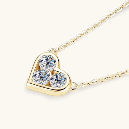 Certified 0.3CT Round Moissanite Necklace 925 Sterling Silver Heart Shape Pendant Necklace for Valentine's Day Jewelry