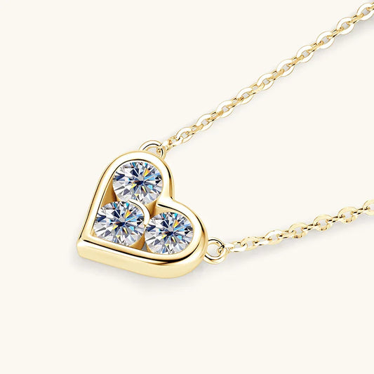 Certified 0.3CT Round Moissanite Necklace 925 Sterling Silver Heart Shape Pendant Necklace for Valentine's Day Jewelry