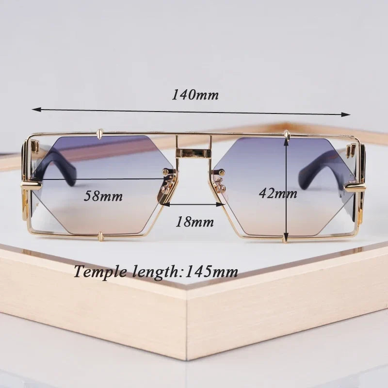 Hexagon 004 Desinger Brand Sunglasses Men Women Metal Thick Acetate Luxury Square Classical Outdoor Solar Shades UV400 with Case