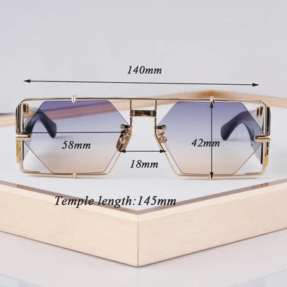 Hexagon 004 Desinger Brand Sunglasses Men Women Metal Thick Acetate Luxury Square Classical Outdoor Solar Shades UV400 with Case